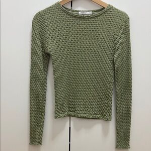 Textured Green Long Sleeve Top